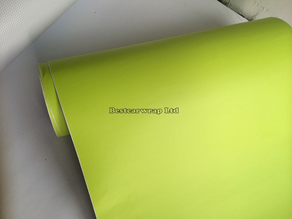 Blassgrüne, fluoreszierende, gelbe, matte Vinylfolie für Autofolie mit Luftblase, Fahrzeuggrafikfolie, 1 Rolle 52 x 30 m, 250 V