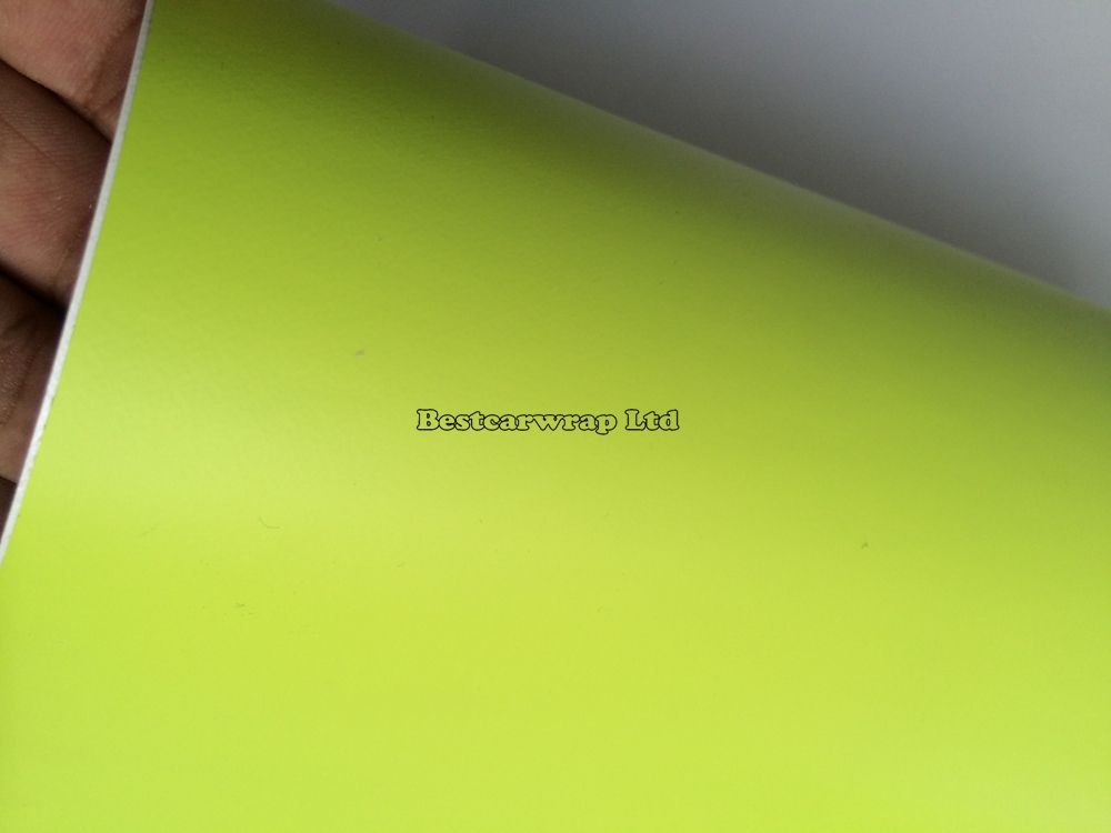 Pale Green Fluorescent Yellow Matte Vinyl Film For Car Wrap with Air Bubble Vehicle Graphic wrap 1 52x30m Roll 229j