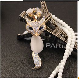 Explosion models ! 2014 New fashion exaggerated opal crystal fox long sweater chain female