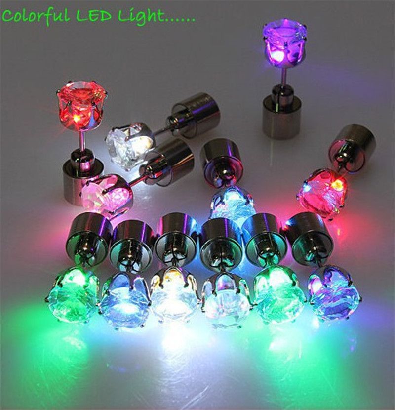 LED Electronic Light LED Flash Earrings Flash Stud Earrings LED Crown ...