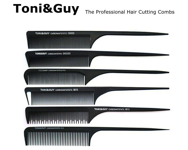 Toniguy Carbon Anticatic Metal Tip Graphite Rat Ogon Combs Professional Detangling Włosy Cięcie Gebrę