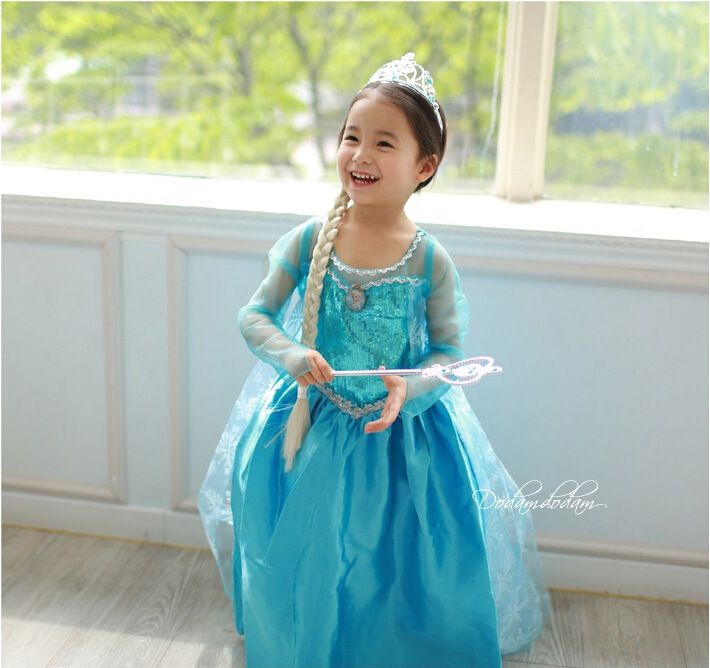 Amazing Frozen Dress Children Clothing Girl Elsa Princess Dress 5 Sizes