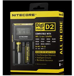 Nitecore D2 Nowy I2 LCD Digicharger Universal Inteligentna ładowarka + Pakiet detaliczny z kablem do 18650 18350 16340 14500 LI-IONNI-MH baterii