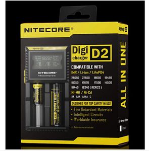 Nitecore d2 novo i2 lcd digicharger carregador inteligente universal + pacote de varejo com cabo para 18650 18350 16340 14500 bateria Li-ionNi-MH