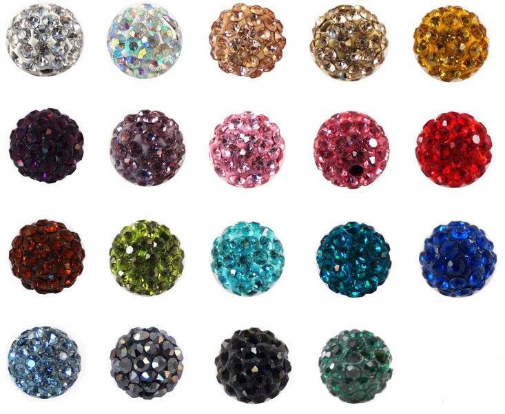 100st / mycket lägsta pris 10mm blandad multi färgboll kristall pärla armband halsband pärlor.hot nya pärlor mycket! Rhinestone DIY spacer