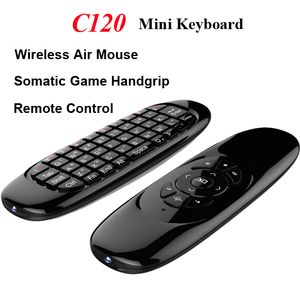 caixa preta de tv. venda por atacado-2 g controle remoto sem fio ar rato c120 teclado eixos giroscópio punho para caixas de TV Android preto