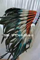 Wholesale Black and turquoise handmade Indian feather Headdress Costume feather headdress for costume decor supply party supply