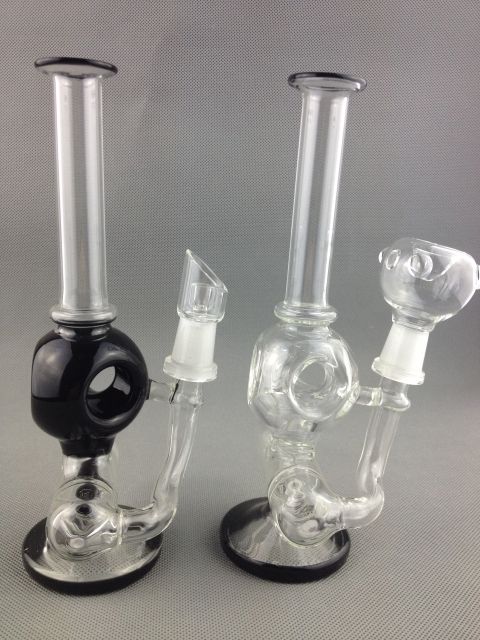

Hookahs Dab rig cecycler skillful manufacture water pipe 8" height black glass inline percolator bubbler Bongs