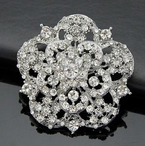 Wholesale rhinestone bouquets for sale - Group buy 2 Inch Vintage Look Clear Rhinestone Diamante Bouquet Flower Brooch Party Accessory