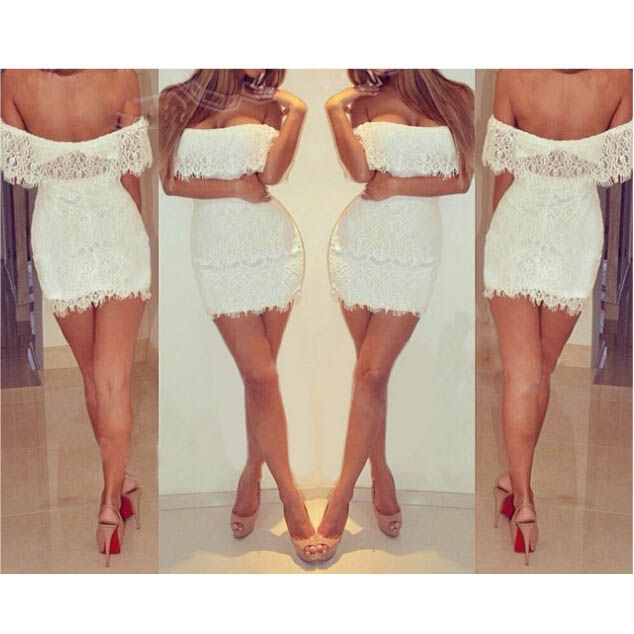 Compra Vestido De Encaje Blanco De Moda Mujeres Bodycon Vestido Más Tamaño  Señoras Lápiz Falda Sin Mangas Vestido De Pista De Corte De Bajo Corte Sexy  Niña Club Vestido De Fiesta E15