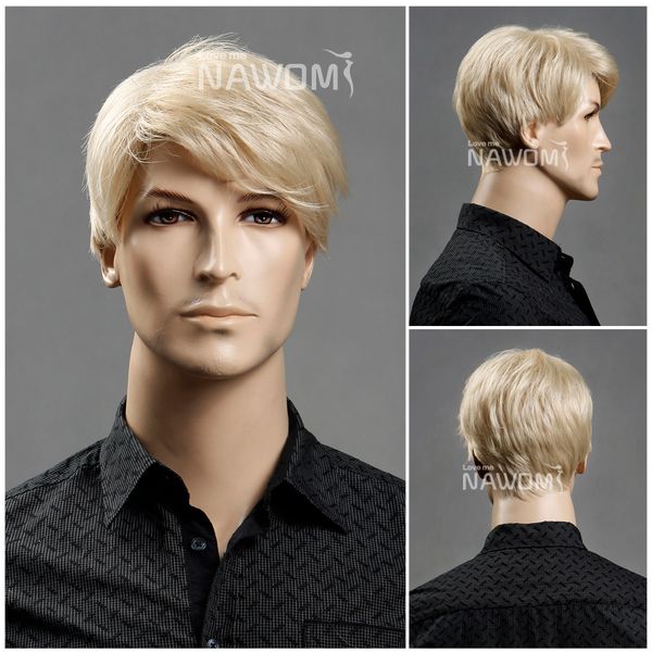 Full Cap Blonde Wig For Men Short Fashion Style 2014 New Arrival
