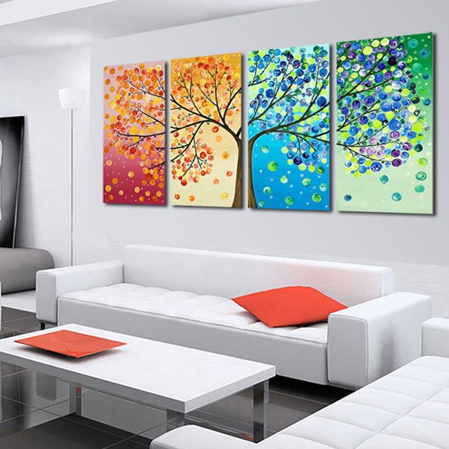 100%Hand Painted Oil Painting Colorful Wall Art Canvas Picture Modern ...