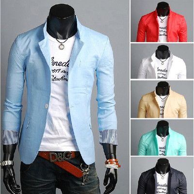 2018 blazer men new 2014 candy color jackets suit one button slim