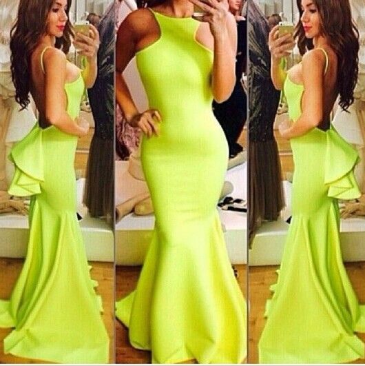 neon green long dress