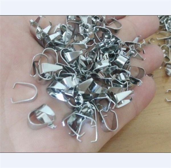 1000pcs de prata de aço inoxidável Pingente Pinch Clipe Clasp Bail Connector encontrar