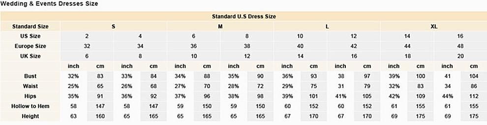 Reem Acra Size Chart