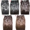 Clip-in-Haarverlängerung aus chinesischem Remy-Echthaar, 45,7 cm, 8 Stück, 120 g, natürlich, glatt, 15 Farben, Haar-Accessoires 1050510