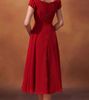 新しいAラインシフォンブライドメイドドレスの半袖クリスタルサッシvネックティーレングスファッション安いプロムの夜のフォーマルガウンW5005