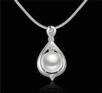 Wholesale Fashion Jewelry sterling silver pearl zircon pendant necklace new design engagement gift for women N523