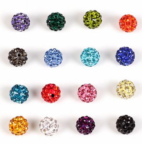 

100pcs/lot 10mm free shipping new red white mixed Micro Pave CZ Disco Ball Crystal Bead Bracelet Necklace Beads DIY spacer.