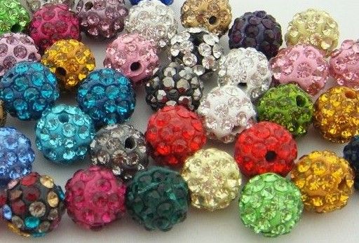 

150pcs/lot 10mm lowest price mixed Micro Pave CZ Disco clay Ball Crystal Bead Bracelet Necklace Beads DIY white Rhinestone spacer.