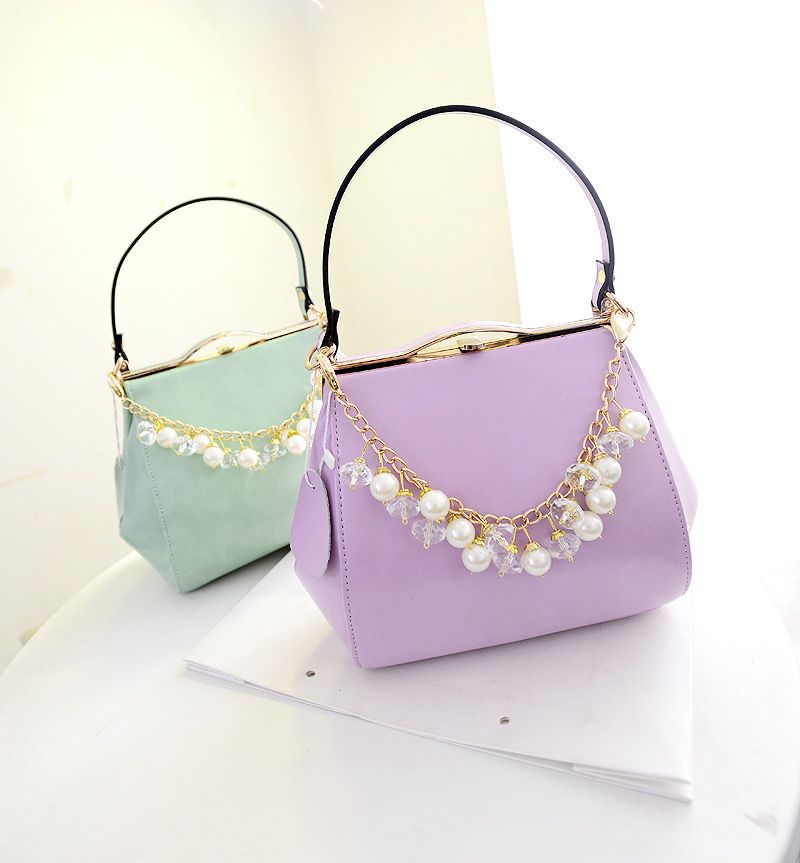 Girls Fashion Pure Color Handbag Woman Pearl Totes/Fashion Mini Bags ...