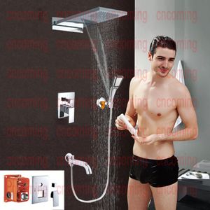Bathroom Shower Set Wall Mounted Mixer Faucet Tap Accessories System Brass Shower Unit Rain Waterfall Shower Head Concealed Valve AF3101