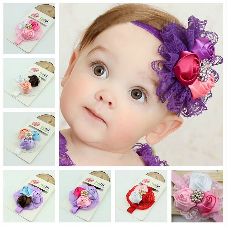 New Style Hair Accessories For Infant Baby Lace Big Flower Pearl