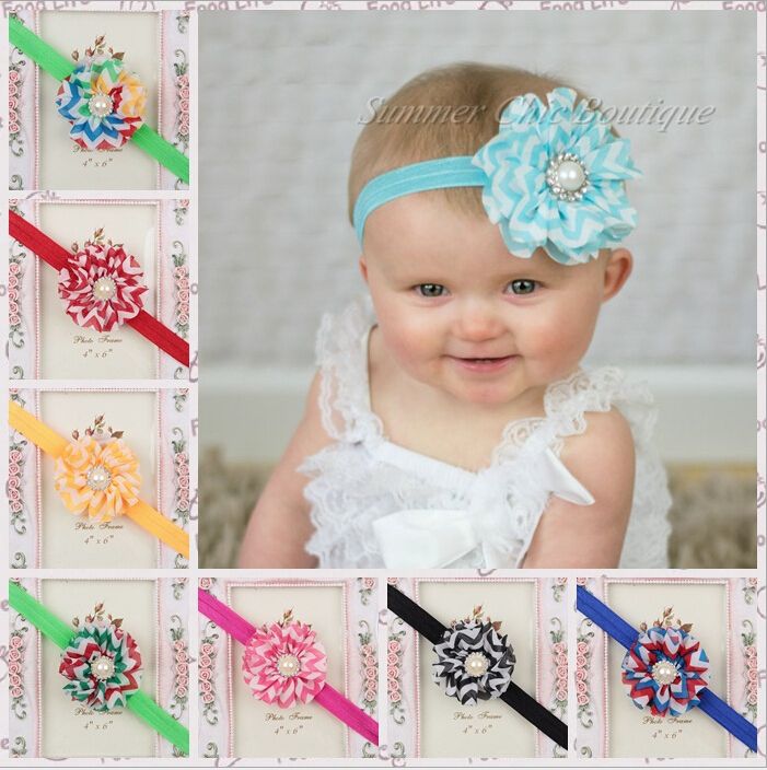 New Chevron With Pearl Children Hair Band Baby Girl Headband Kids