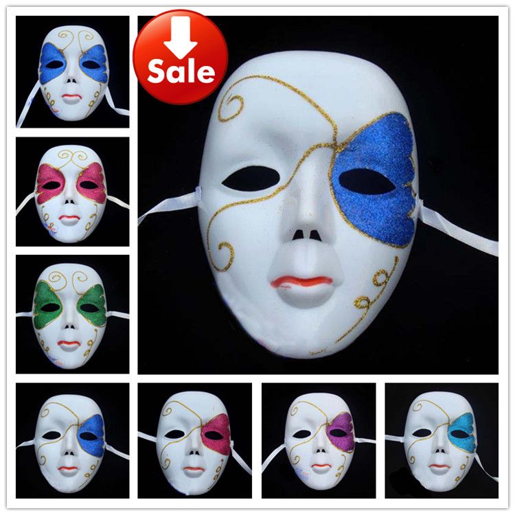 Full Face White Party Masques Carnaval Hip Hop Dance Costume Mardi Gras Prop Mascarade vénitienne approvisionnement de fête Masque d'Halloween Livraison gratuite