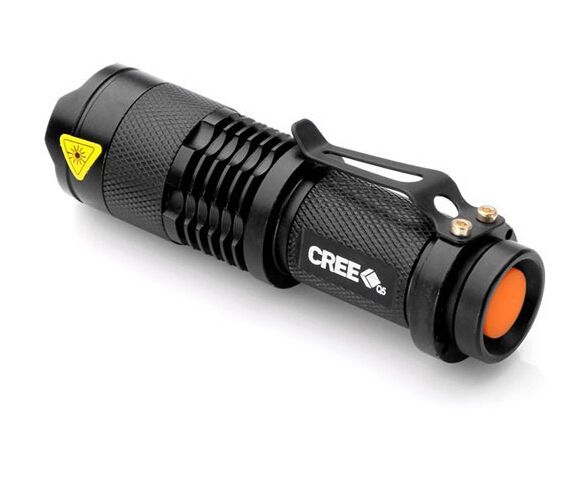 Free DHL, Ultra Light Mini CREE LED Q5 Flashlight Torch 300LM Portable Mini Flashlight Zoomable Waterproof Flashlight Torch Lamp