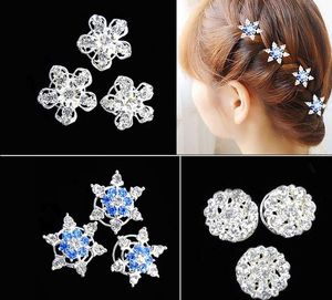 Wedding party favor headdress fancy dress crystal snowflake hair clips rhinestone screw clamp tiaras halloween Cosplay props white blue