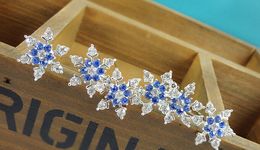 Women bridal wedding hair Jewellery princess snowflake hair clips girl rhinestone diamond U hairpin tiaras combs party Cosplay prop gift