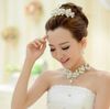 Bridal Jewelry threepiece Jewelry Pearl Bride Wedding Dress Accessories Crown Marriage Tire Chain Necklace Set of Earrings4040865