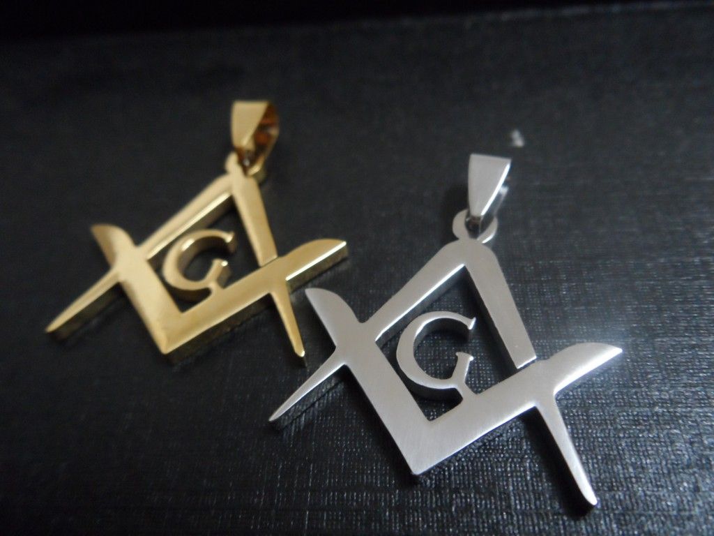 

Silver/Gold Stainless steel 1.2'' Masonic emblem Charming Pendant Necklace Men