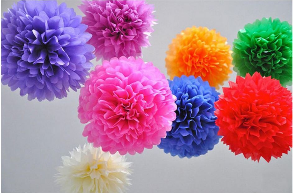 Pompon di carta colorata i 418 pollici Carta velina Pom Palline di fiori in fiore Festa di nozze Battesimo Decorazione Natale Home Deco Dec4141705