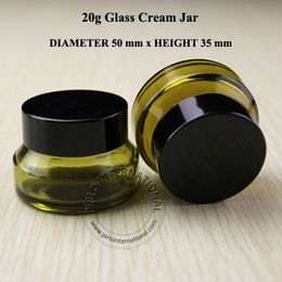 20g Green Glass Jar Empty Cream Jars Containers Pot Box With Free Shipping For Cosmetic Packaging Hand Face Mascara Cream