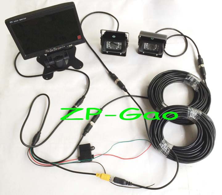 2 × 18 LED IR CCD CAR CAMERANG 4PIN 7QUOT LCD MONTRY REAP VIEW KIT TRACK TRACK VAN 2X 15M VIDEO CABLE 12V24V FAST SH4808397