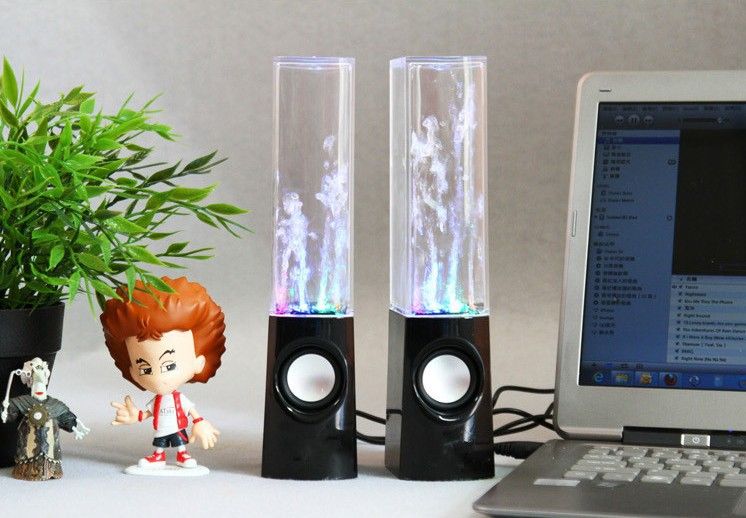 Dancing Water Speaker Active Mini Luce LED LED USB per iPhone iPad PC Mp3 MP4 PSP DHL GRATUITO