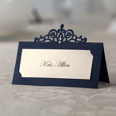 blue laser cut place cards wedding name cards paper party table