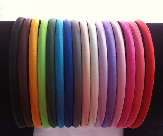 Heiße Verkäufe 20 farben Mädchen 10mm Satin Stirnbänder Kinder Stirnbänder haarband haar zubehör 20 teile/los
