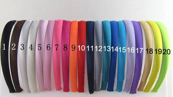 Heiße Verkäufe 20 farben Mädchen 10mm Satin Stirnbänder Kinder Stirnbänder haarband haar zubehör 20 teile/los