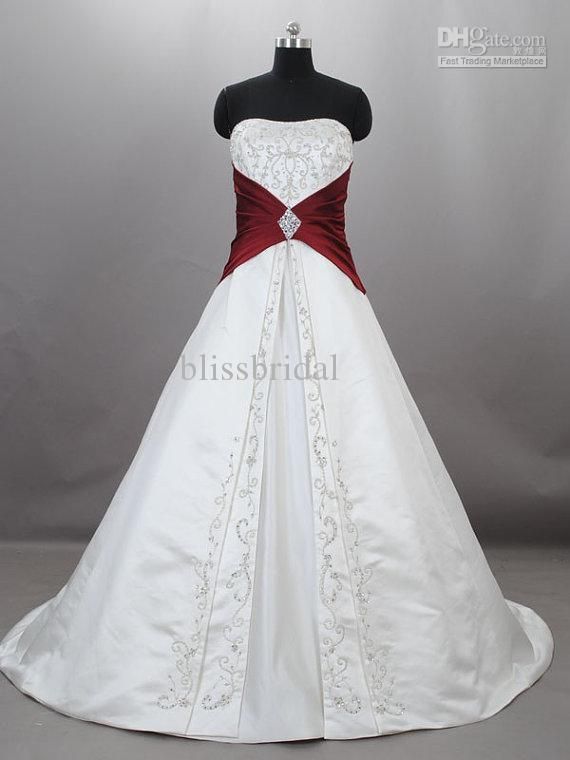 Junoesque senza spalline in raso con ricamo abiti da sposa rossi e bianchi Zuhair Murad con lacci e strascico Abiti da sposa da sposa Cust278E