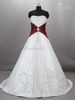 Junoesque Strapless Satin Embroidery Red And White Wedding Dresses Zuhair Murad Lace Up With Sweep Train Bridal Wedding Gowns Custom Made