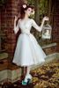 High Quality Vintage Short Wedding Dresses VNeck 34 Sleeve Flower Sash Lace Tulle Tea Length ALine Bridal Gowns Custom Made1386636