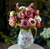 1 adet (8 kafa / demet) düğün demetleri için köpük meyveler ortanca Çiçekler ile 47 cm / 18,5" Yapay Şakayık Çiçek Sahte Şakayık