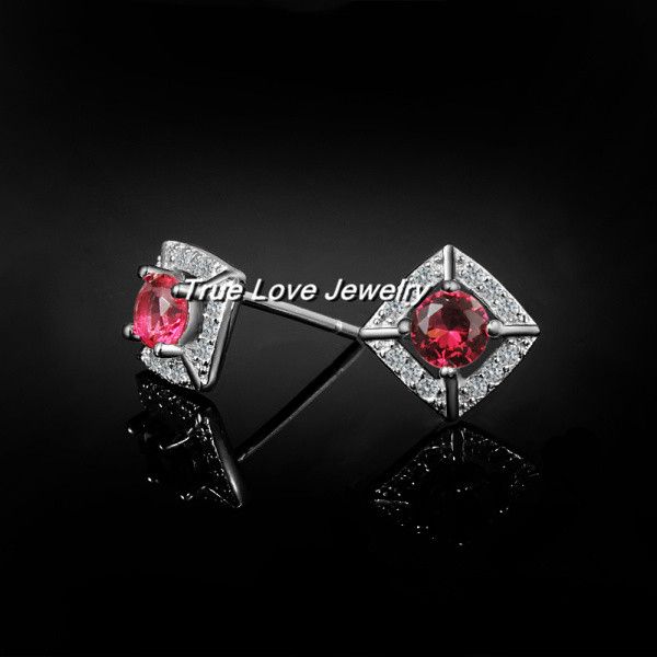 

2014 new 100% real 925 sterling silver stud earrings with Zircon Fashion Jewelry beautiful wedding gift for the bride free shipping