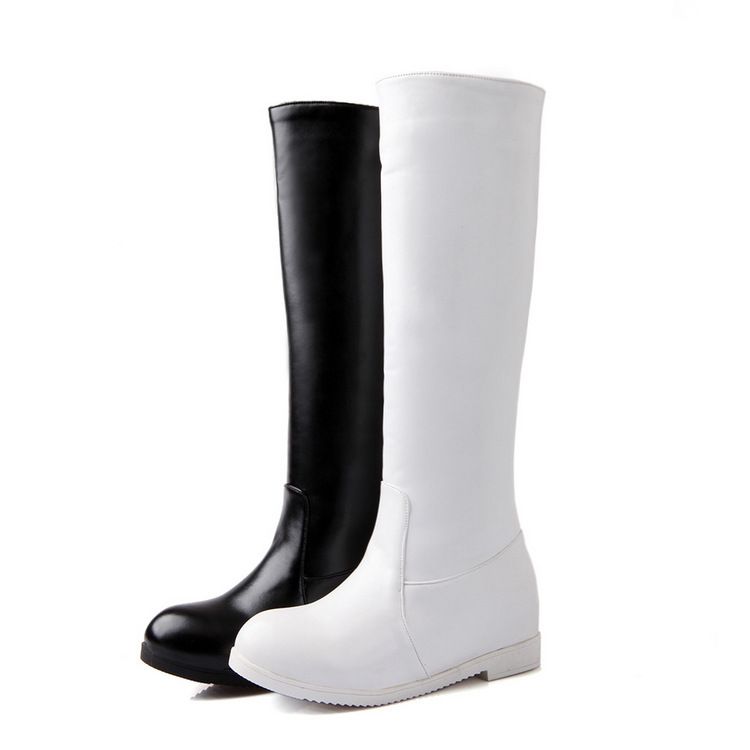 Acquistare Moda Donna Primavera E Autunno Nuovo Confortevole Tacco Basso  Con Punta Arrotondata Stivali Alti Stivali Bianchi Neri Economico |  Consegna Veloce E Qualità | DHgate Italy
