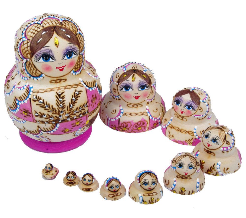 Wholesale OP Wooden Doll Matryoshka Doll Children Toys Russian Nesting Dolls Kids Gift Red Blue