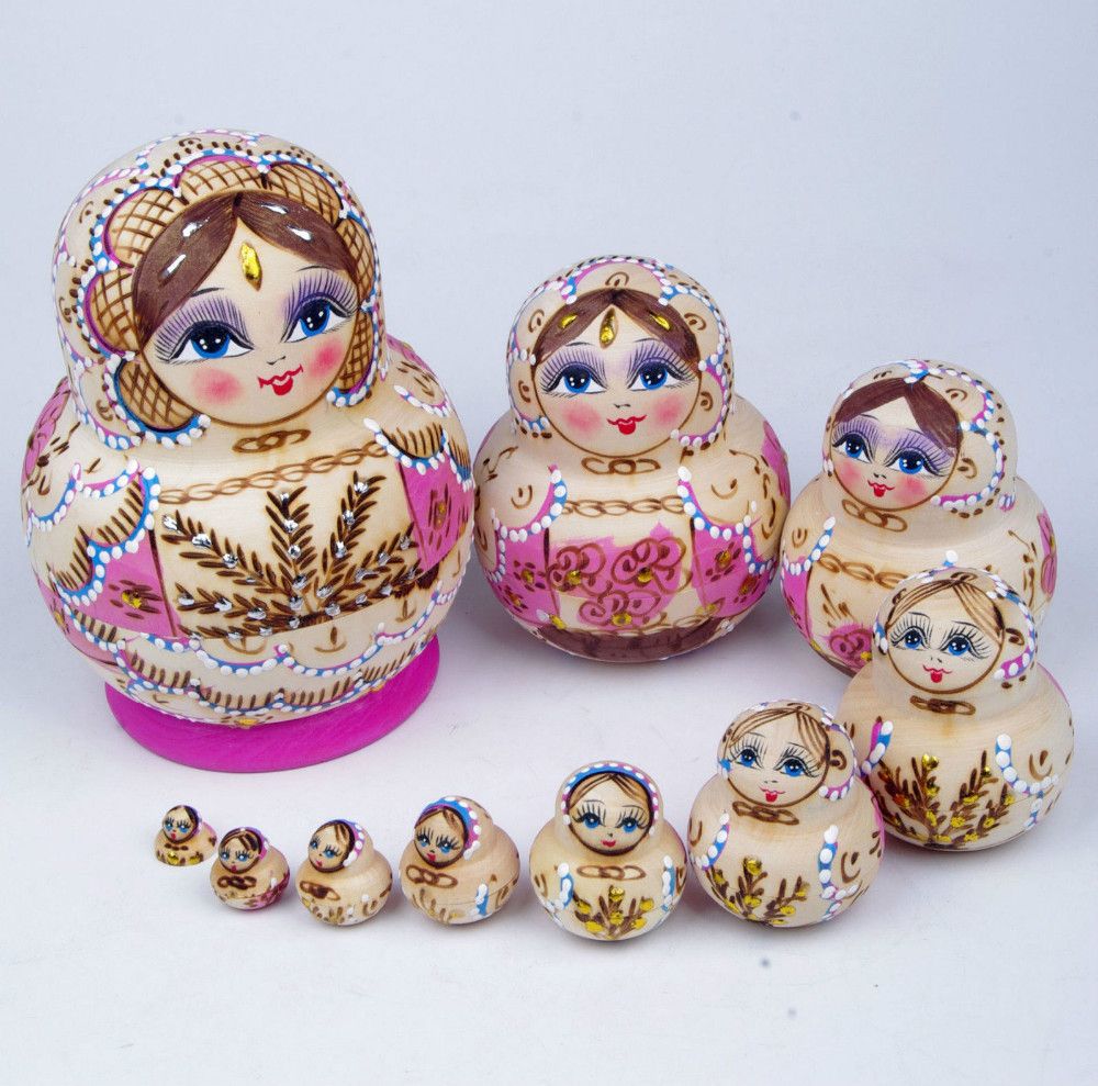 Wholesale OP Wooden Doll Matryoshka Doll Children Toys Russian Nesting Dolls Kids Gift Red Blue